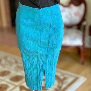 VanillaChocolate Textured Front Slit Pencil Skirt in Aqua Size Large